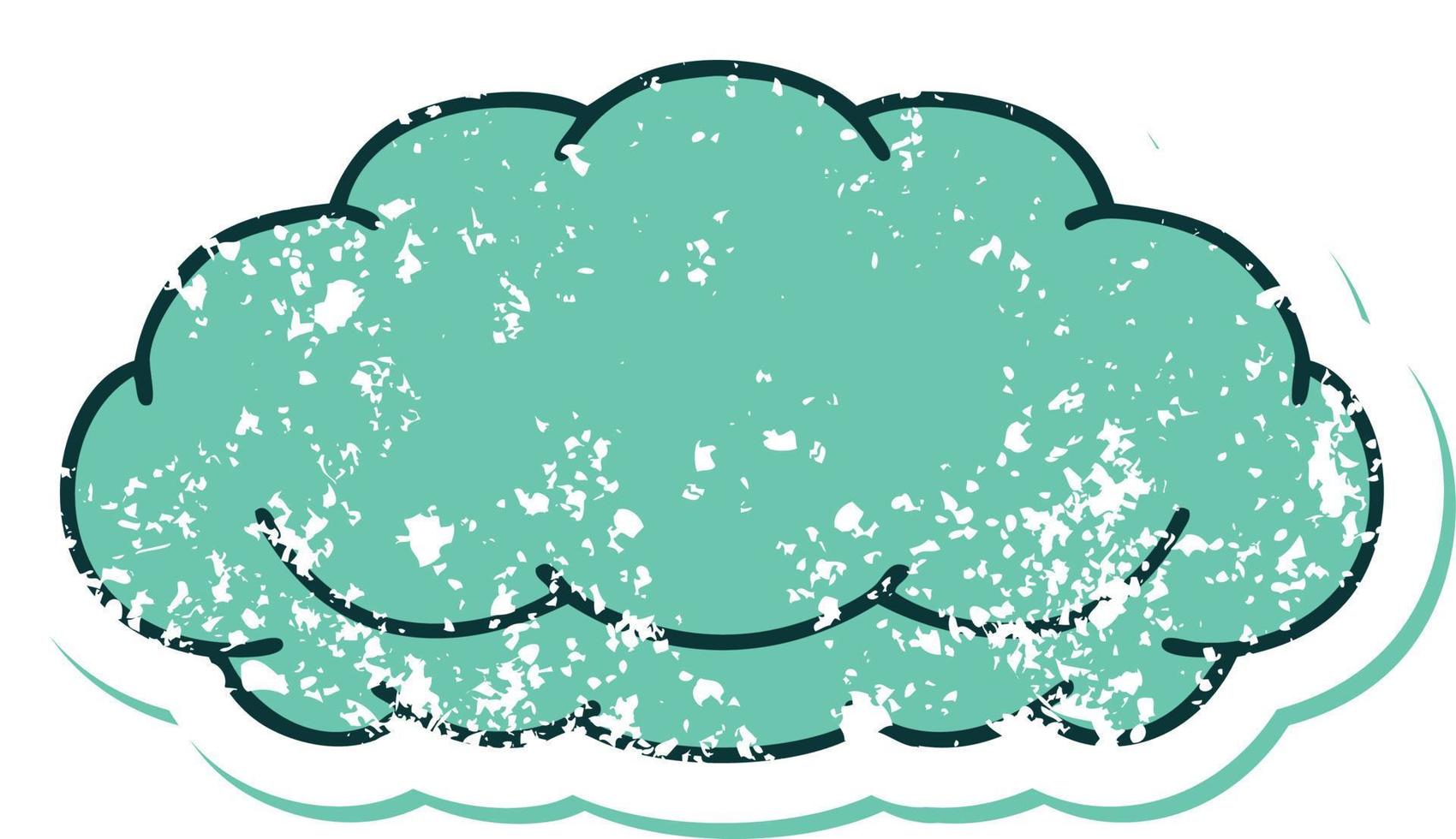 iconic distressed sticker tattoo style image of a grey cloud vector