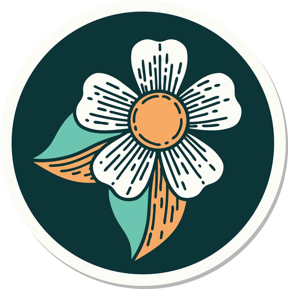 sticker of tattoo in traditional style of a flower vector