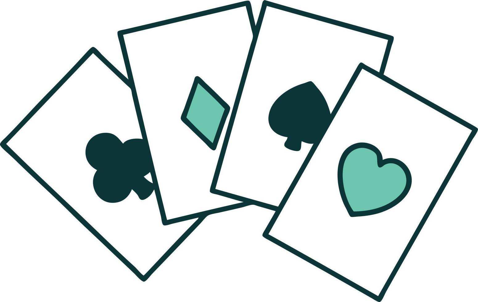 iconic tattoo style image of a run of cards vector