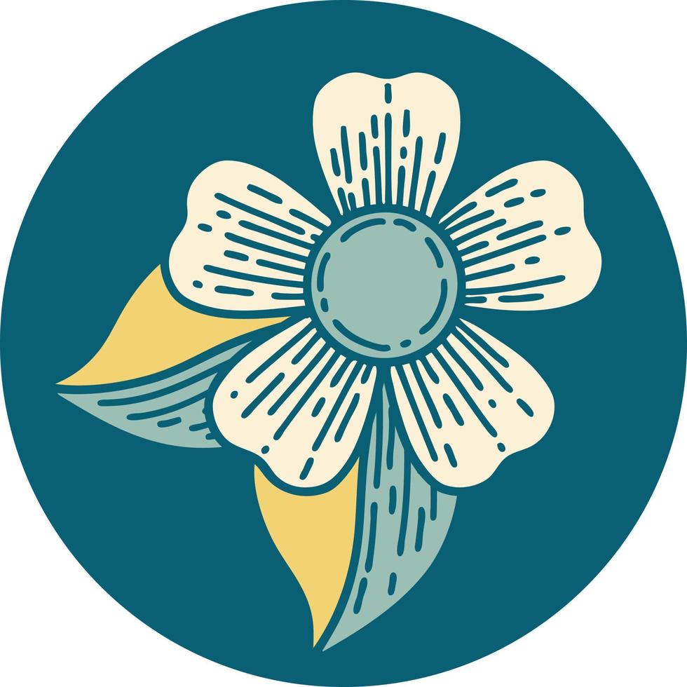 iconic tattoo style image of a flower vector