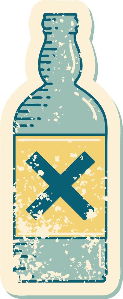 iconic distressed sticker tattoo style image of a bottle vector