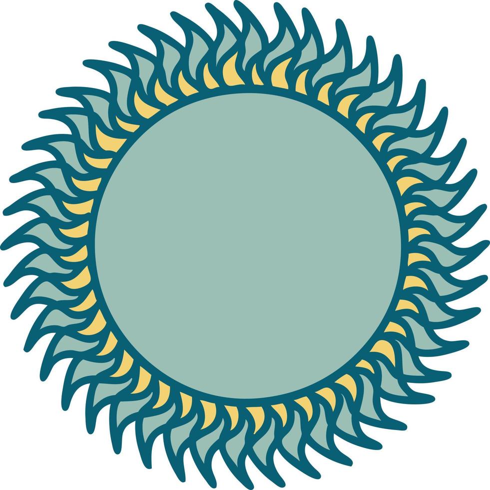 iconic tattoo style image of a sun vector