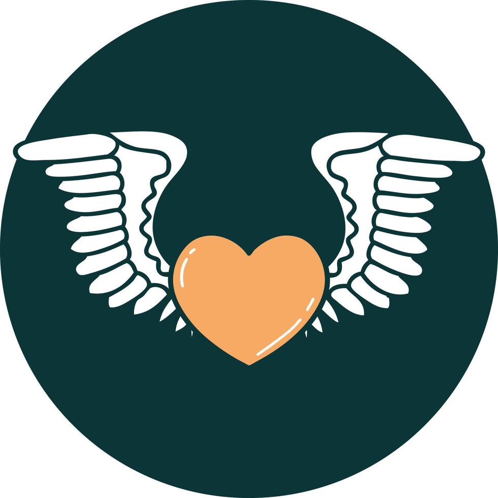 iconic tattoo style image of a heart with wings vector