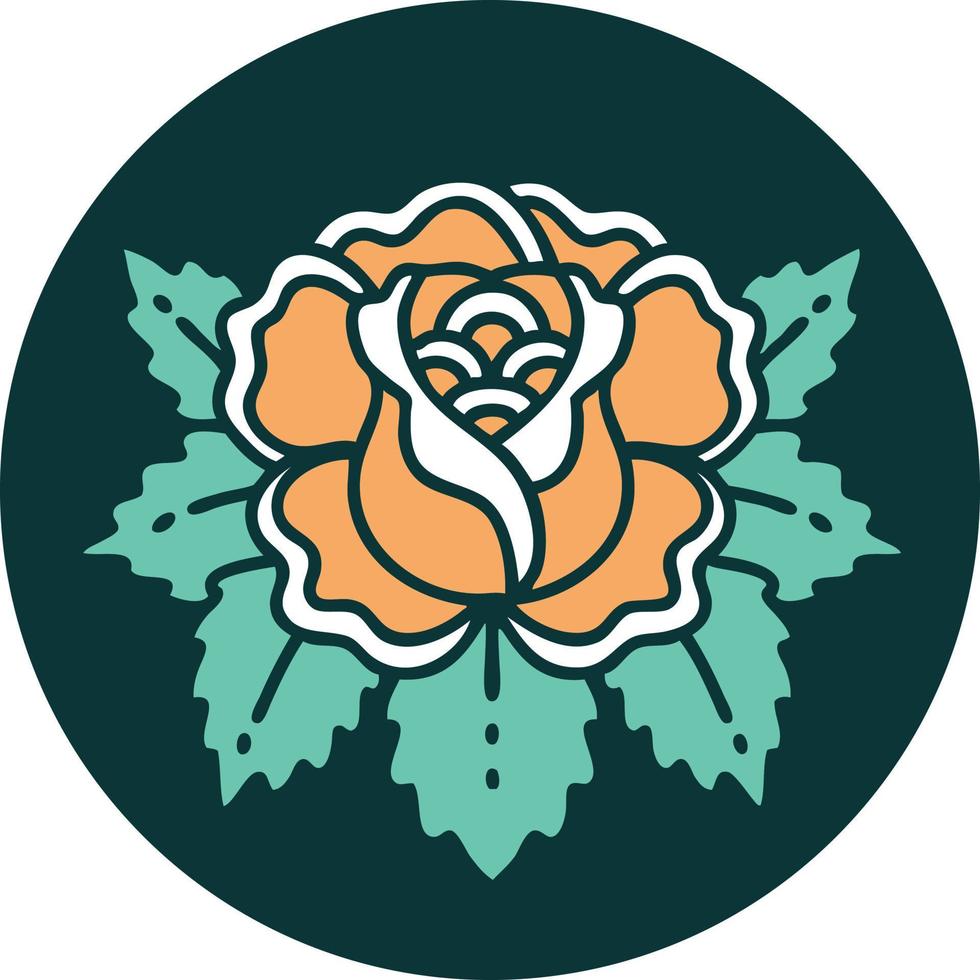 iconic tattoo style image of a rose vector