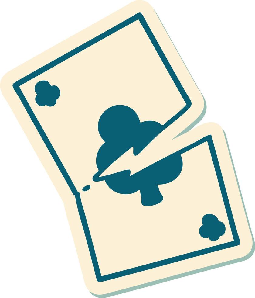 sticker of tattoo in traditional style of a torn card vector