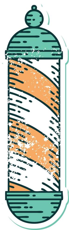 iconic distressed sticker tattoo style image of a barbers pole vector