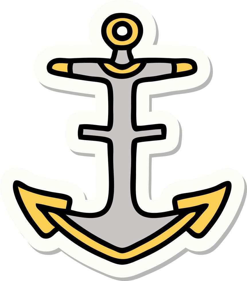 sticker of tattoo in traditional style of an anchor vector