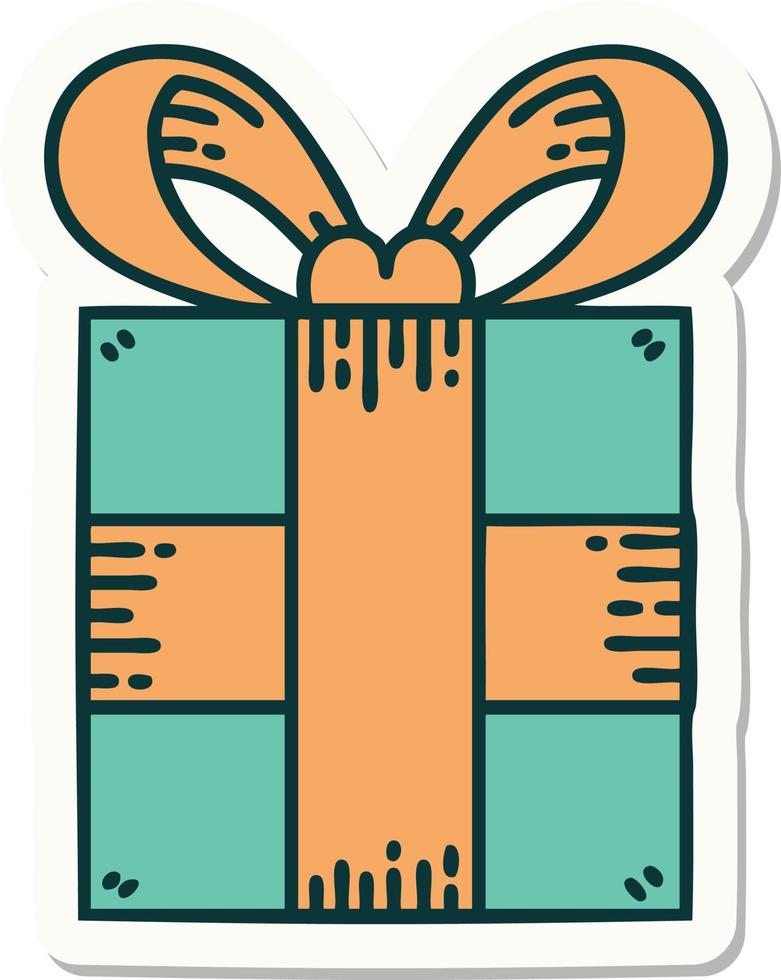 sticker of tattoo in traditional style of a present vector