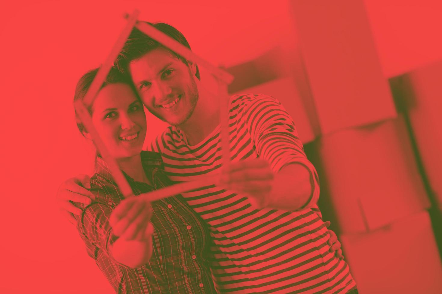 Young couple moving in new house photo