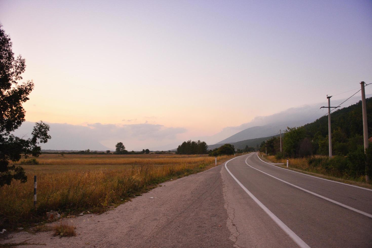 road through the green field photo