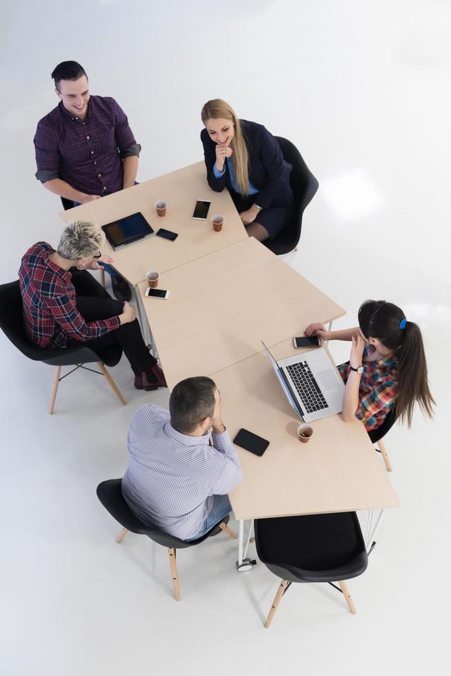 aerial view of business people group on meeting photo