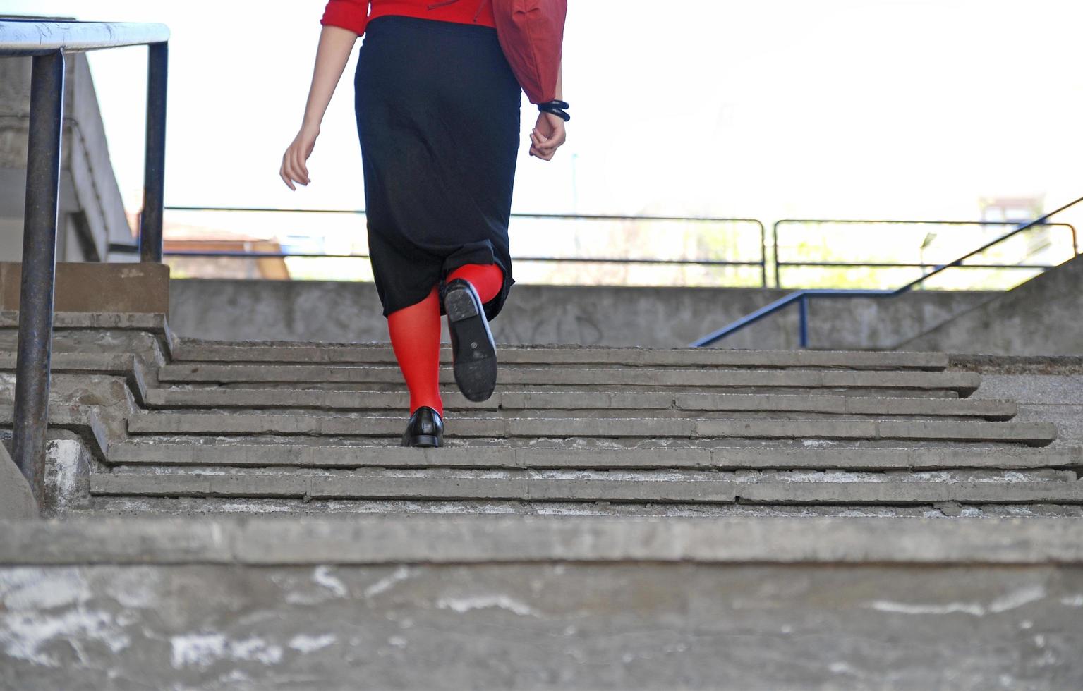 Red socks woman photo