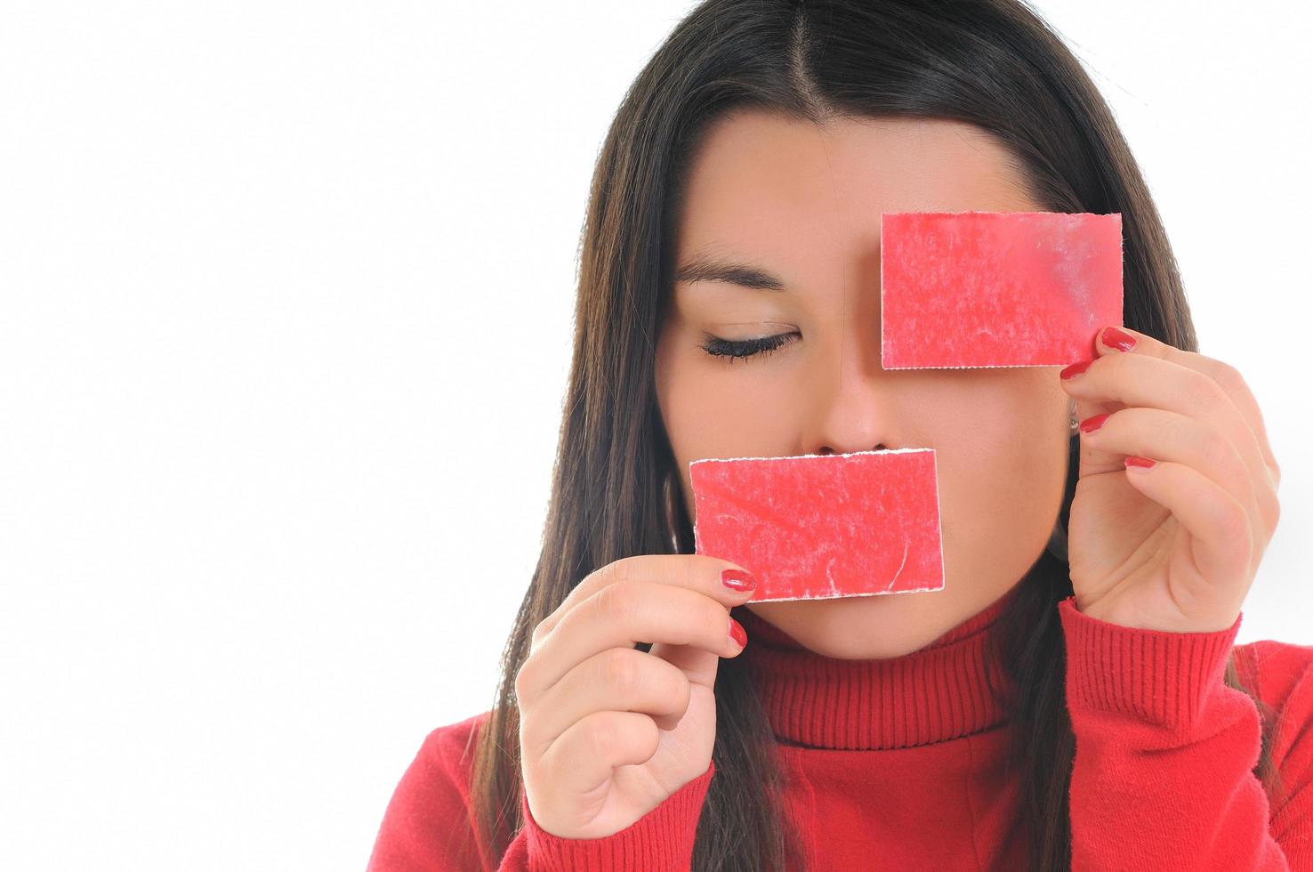 Woman in red photo