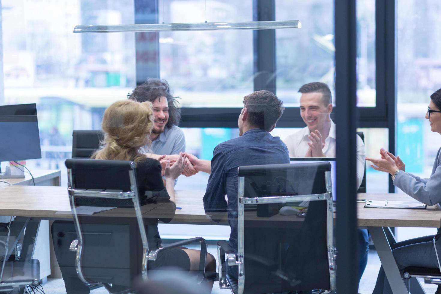 cloasing the deal in modern office interior photo