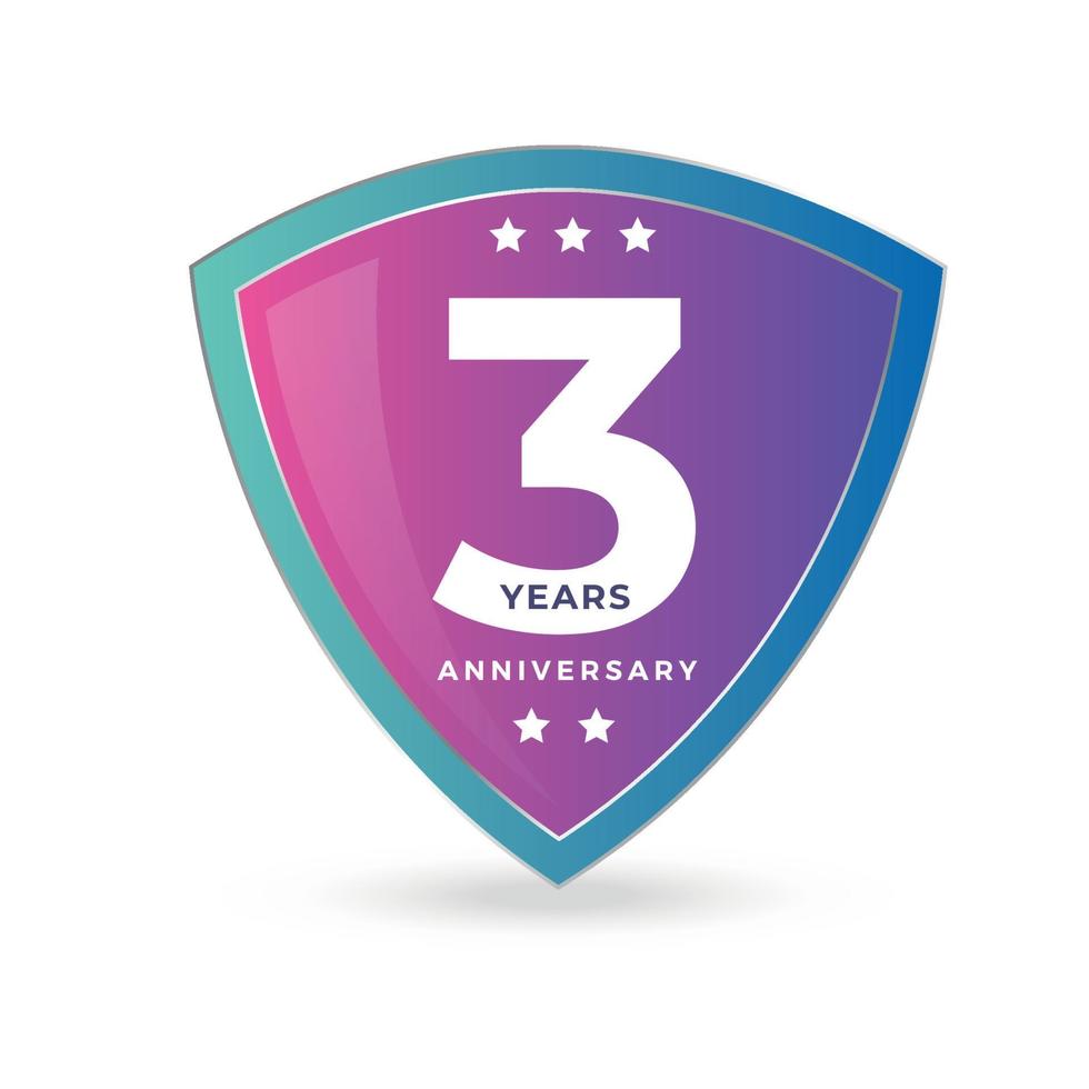 3rd Third Anniversary Celebrating icon logo label Vector event gold color shield