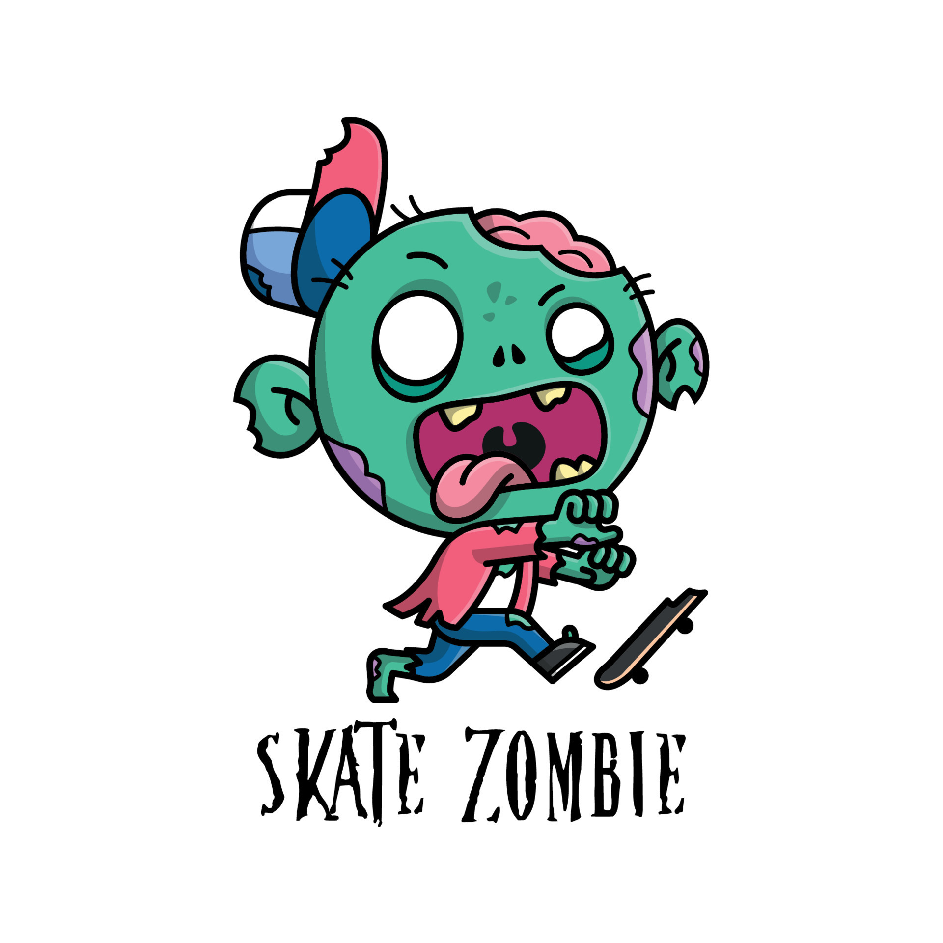 A CREEPY SKATING ZOMBIE CARTOON ILLUSTRATION 12092789 Vector Art at