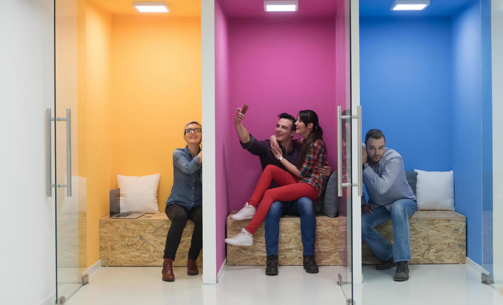 group of business people in creative working  space photo