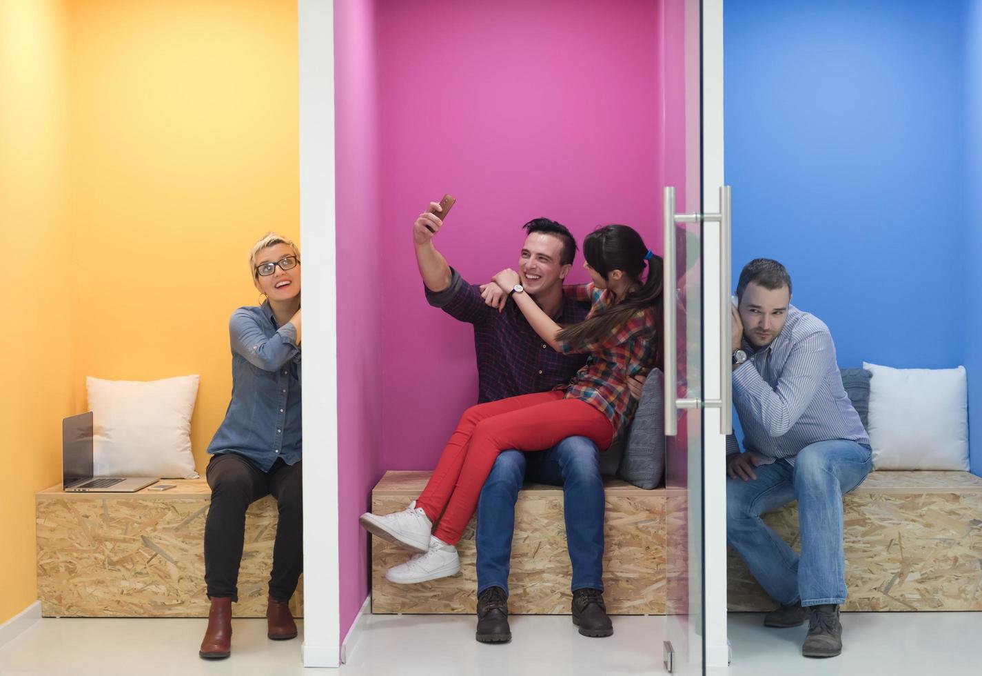 group of business people in creative working  space photo