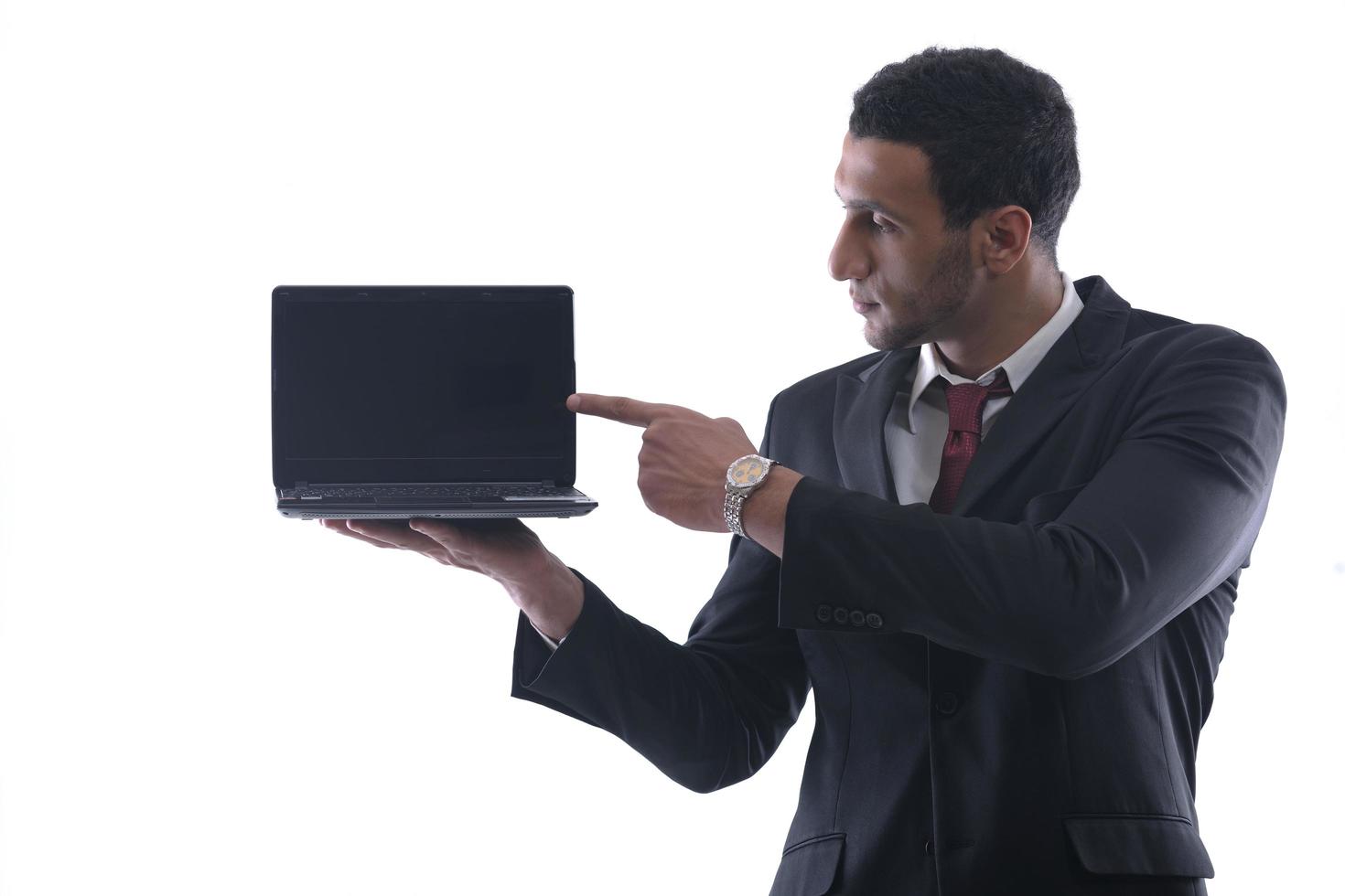 business man work on mini laptop photo