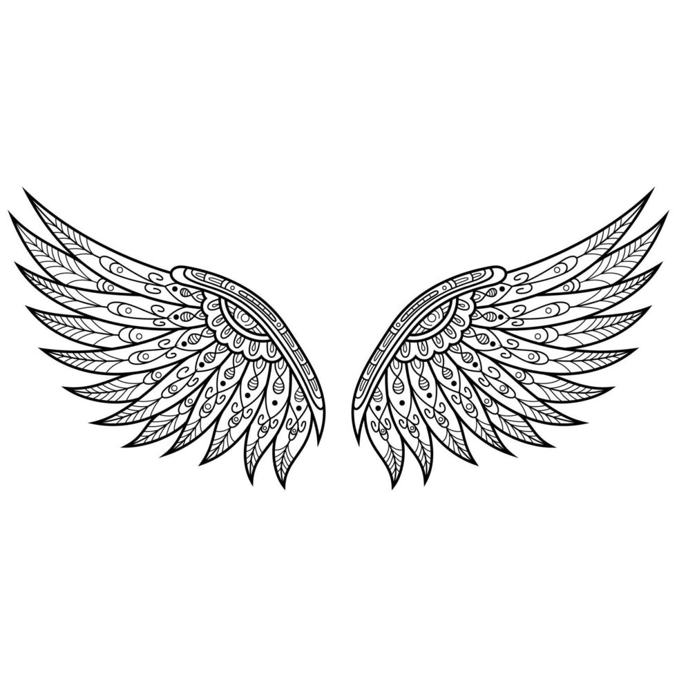 Angel wings line art vector