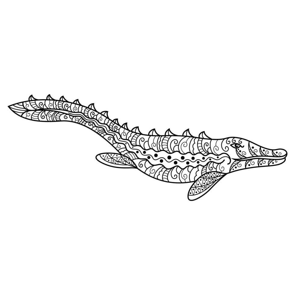 Mosasaurus line art vector