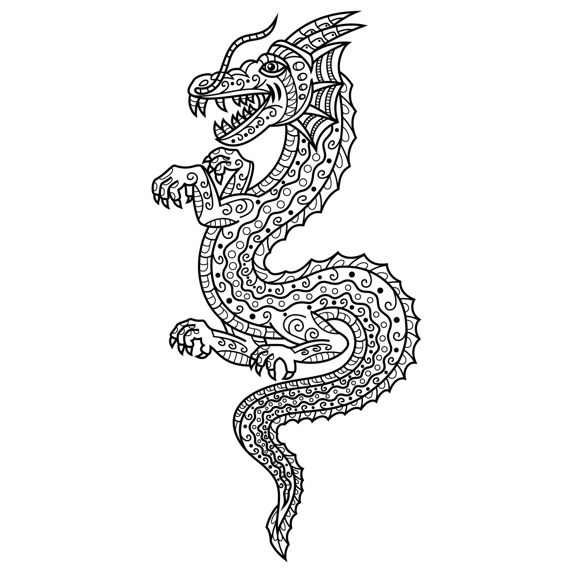 Dragon line art 12093084 Vector Art at Vecteezy