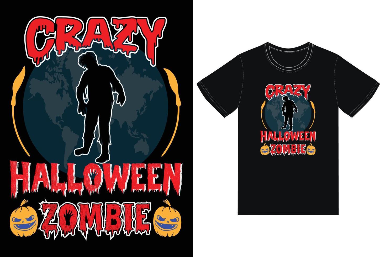divertida plantilla de vector de diseño de camiseta de halloween. diseño de camiseta zombie de halloween loco. diseño de plantilla de camiseta de citas de clasificación de halloween para el día de halloween y el vector libre de negocio de pod.