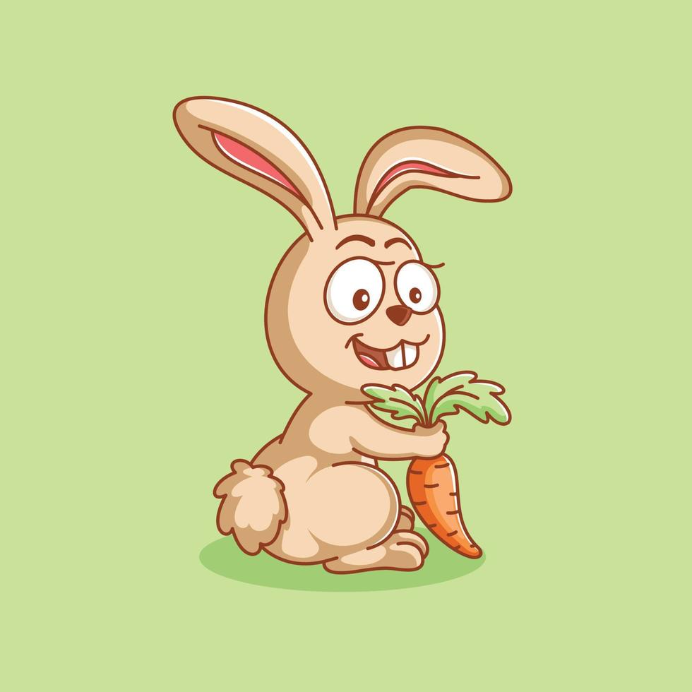 Cartoon style bunny carrying carrots vector