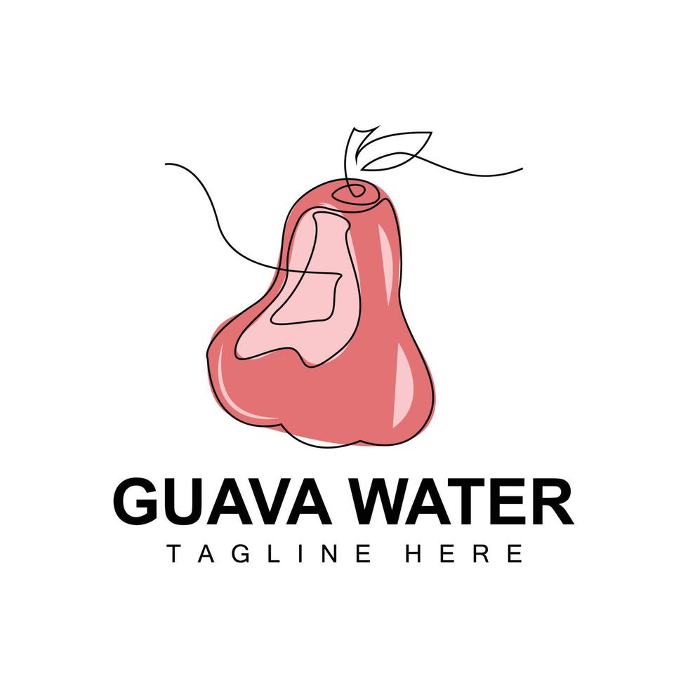 vector de diseño de logotipo de guayaba de agua con estilo de línea ilustración de mercado de fruta fresca planta de vitamina