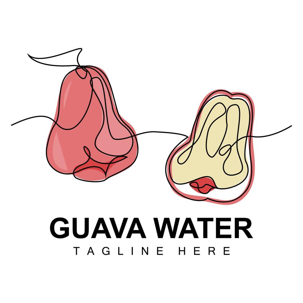 vector de diseño de logotipo de guayaba de agua con estilo de línea ilustración de mercado de fruta fresca planta de vitamina