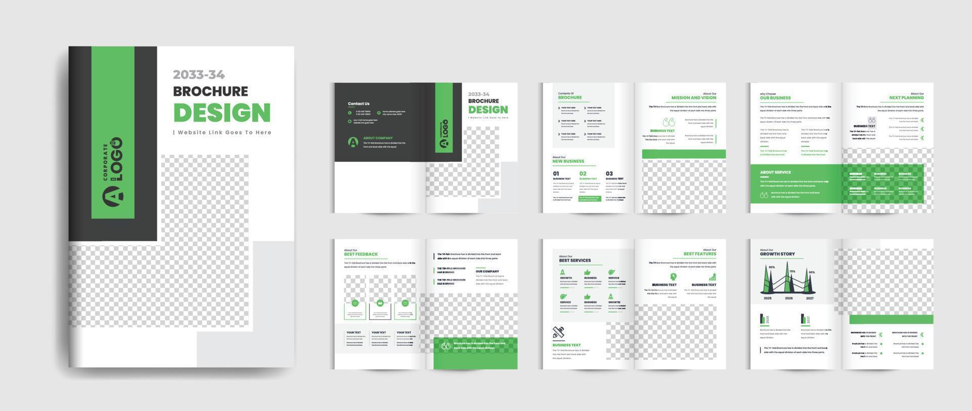 16 pages business brochure design template vector