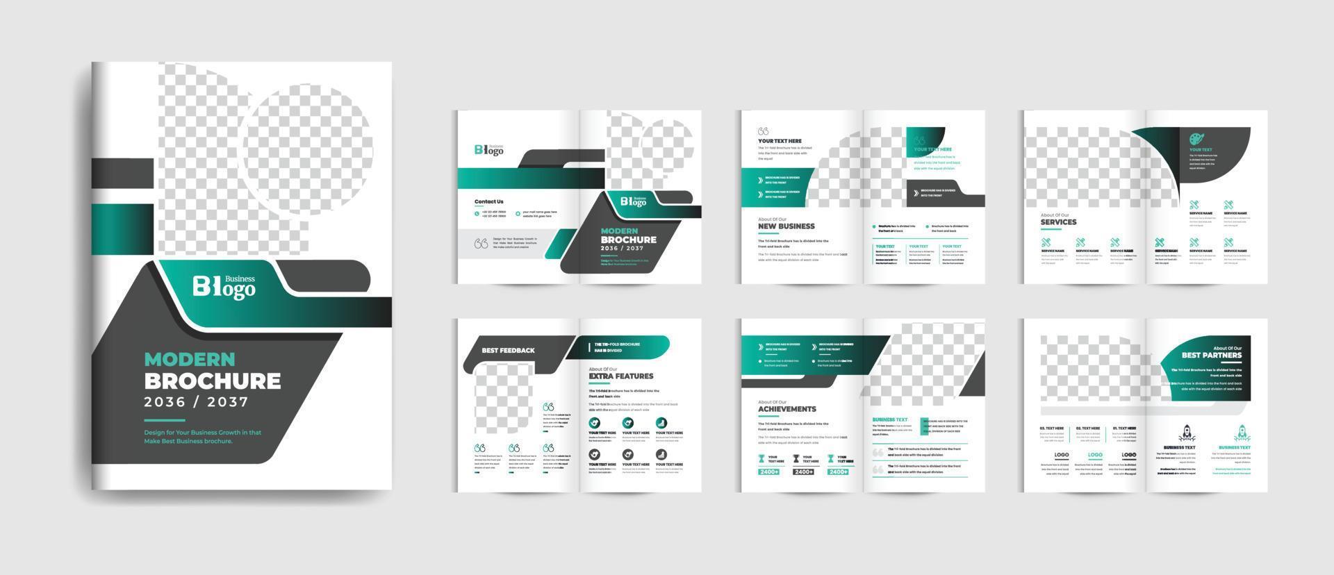 16 pages business brochure design template vector