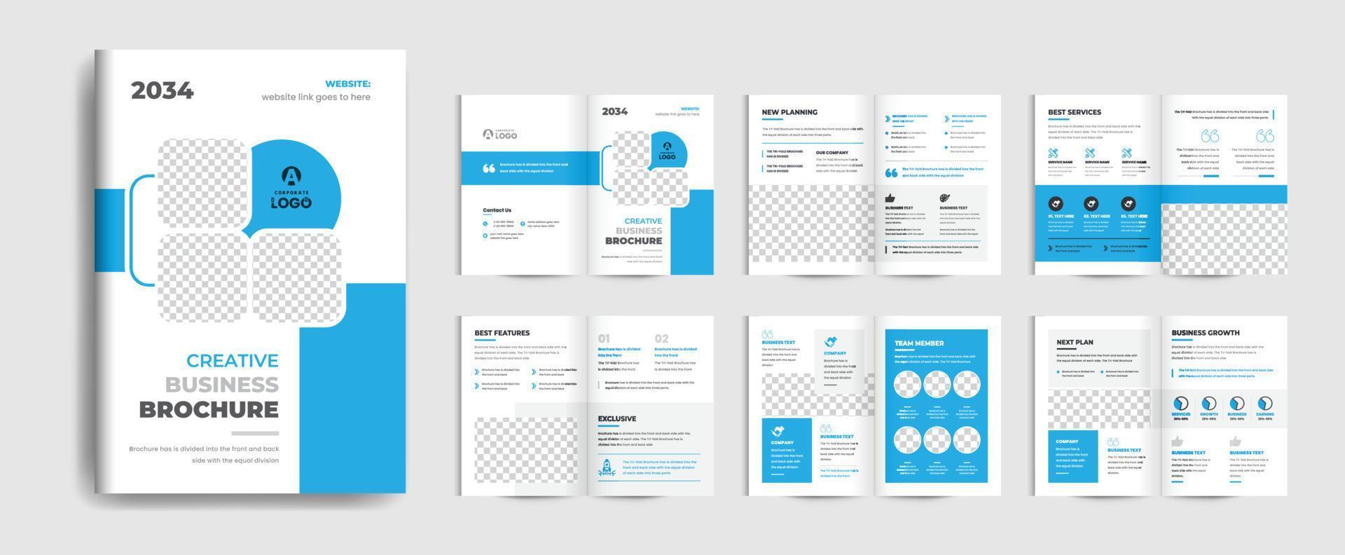 16 pages business brochure design template vector