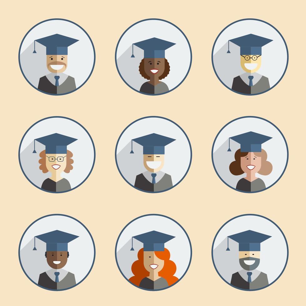 conjunto de iconos de graduación vector