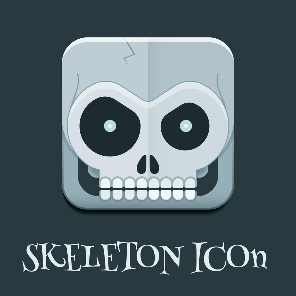 Crazy Skeleton Skull Square Icon vector