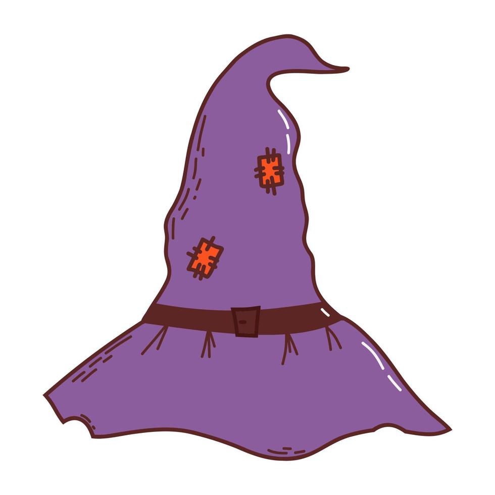 Witch hat. Halloween element. Trick or treat concept. Vector illustration in hand drawn style