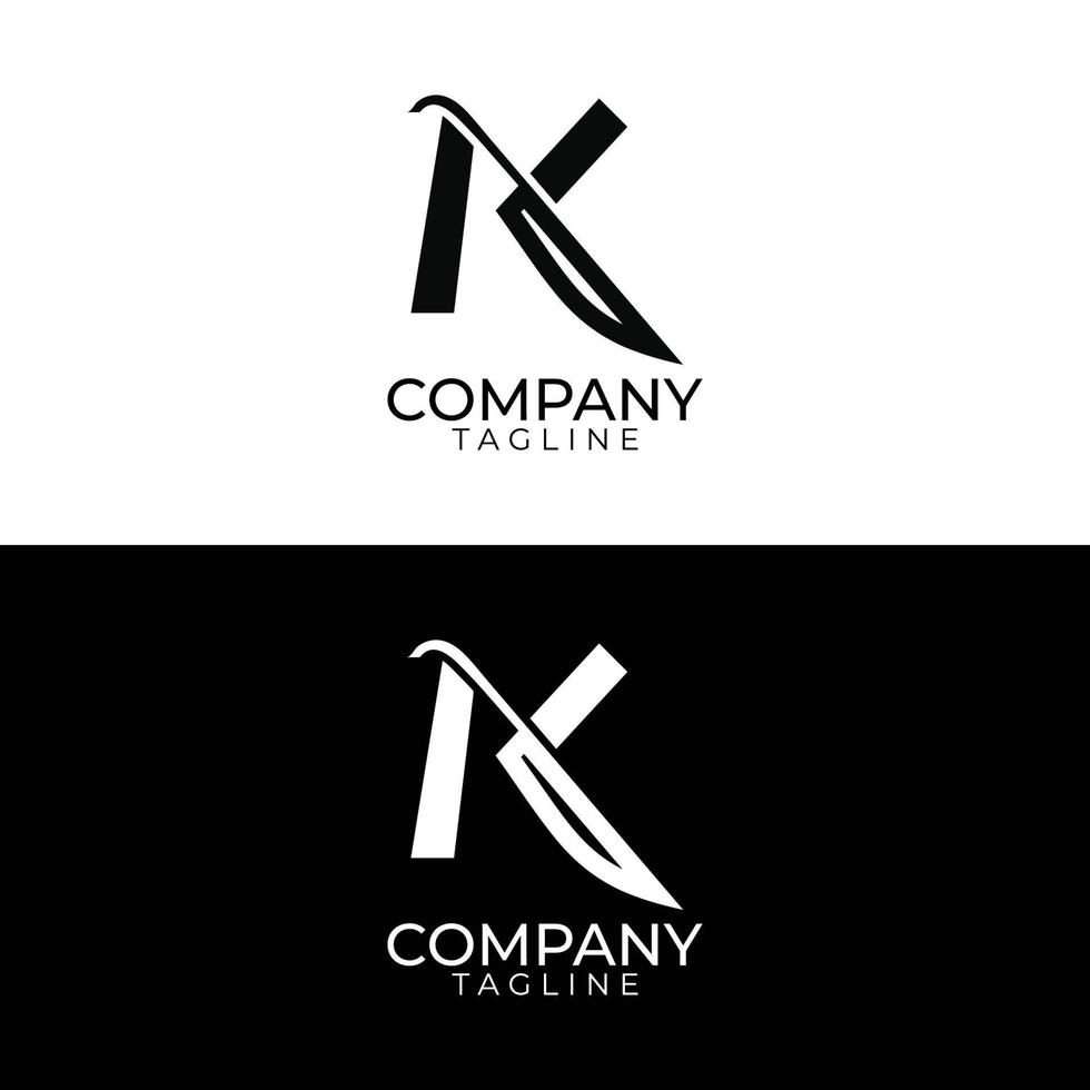 diseño de logotipo de cuchillo k y plantillas vectoriales premium vector