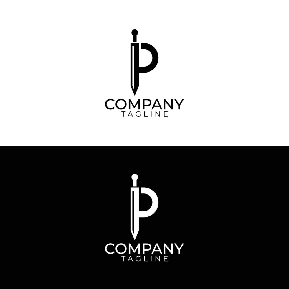 p knife logo design and premium vector templates