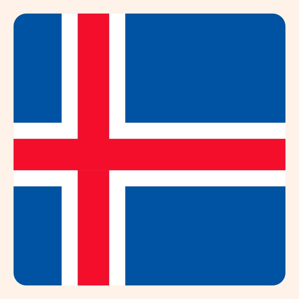 Botón de bandera cuadrada de islandia, signo de comunicación de redes sociales, icono de negocios. vector