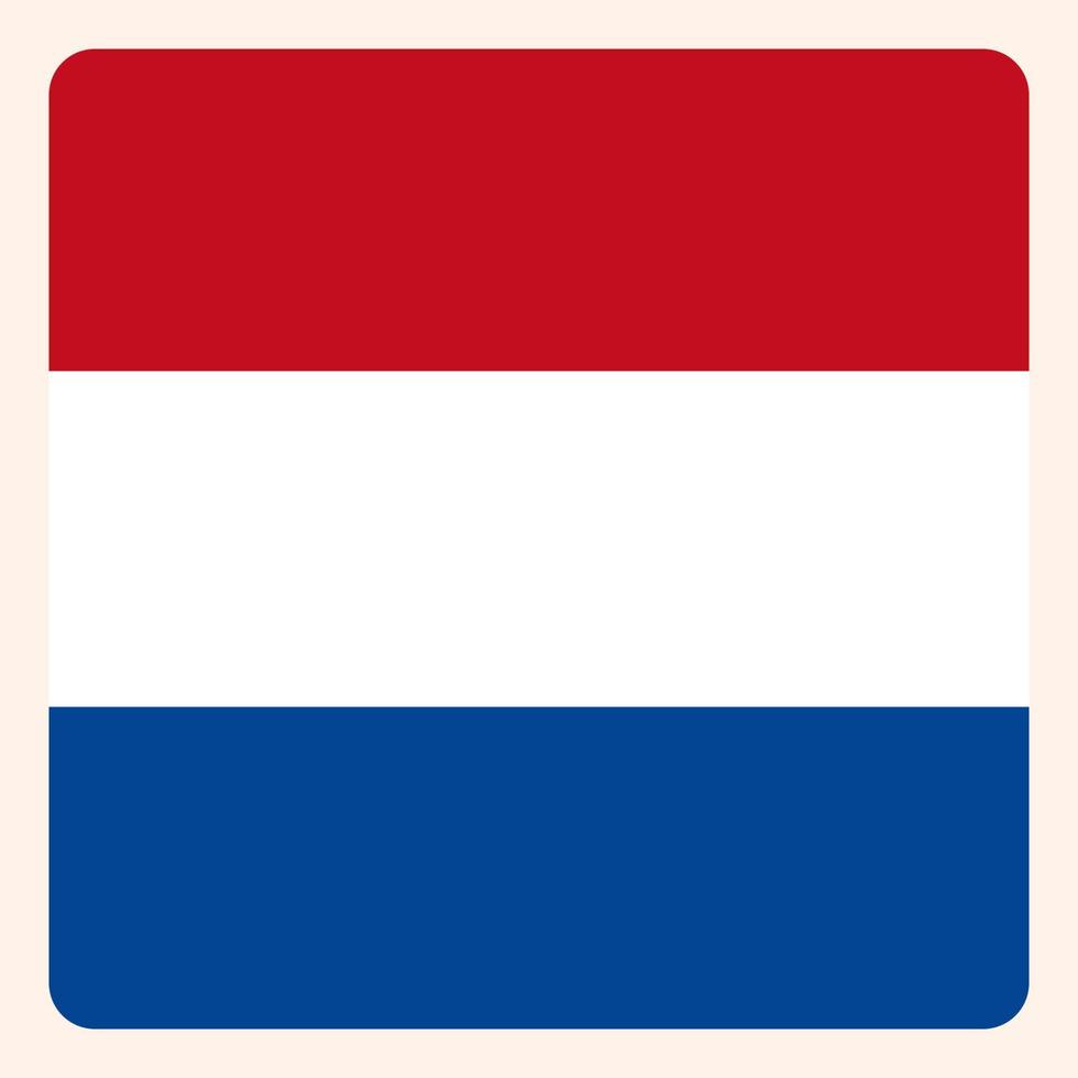 Netherlands square flag button, social media communication sign, business icon. vector