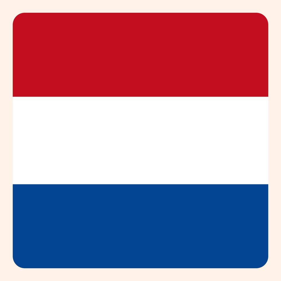 Netherlands square flag button, social media communication sign, business icon. vector