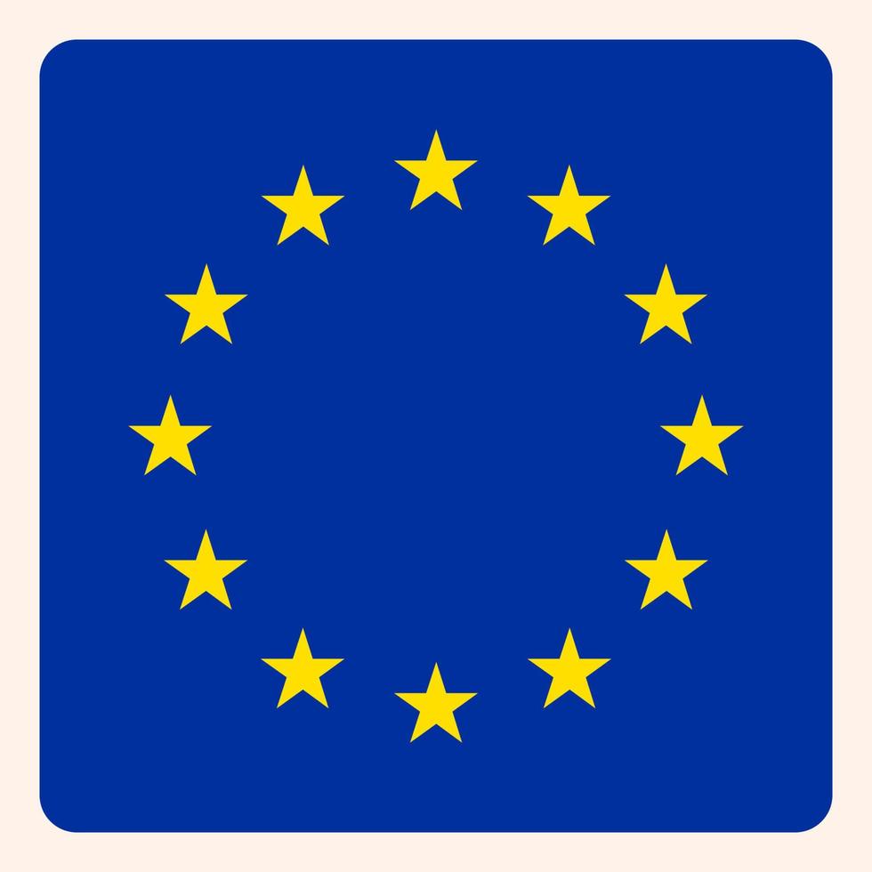 European Union square flag button, social media communication sign, business icon. vector