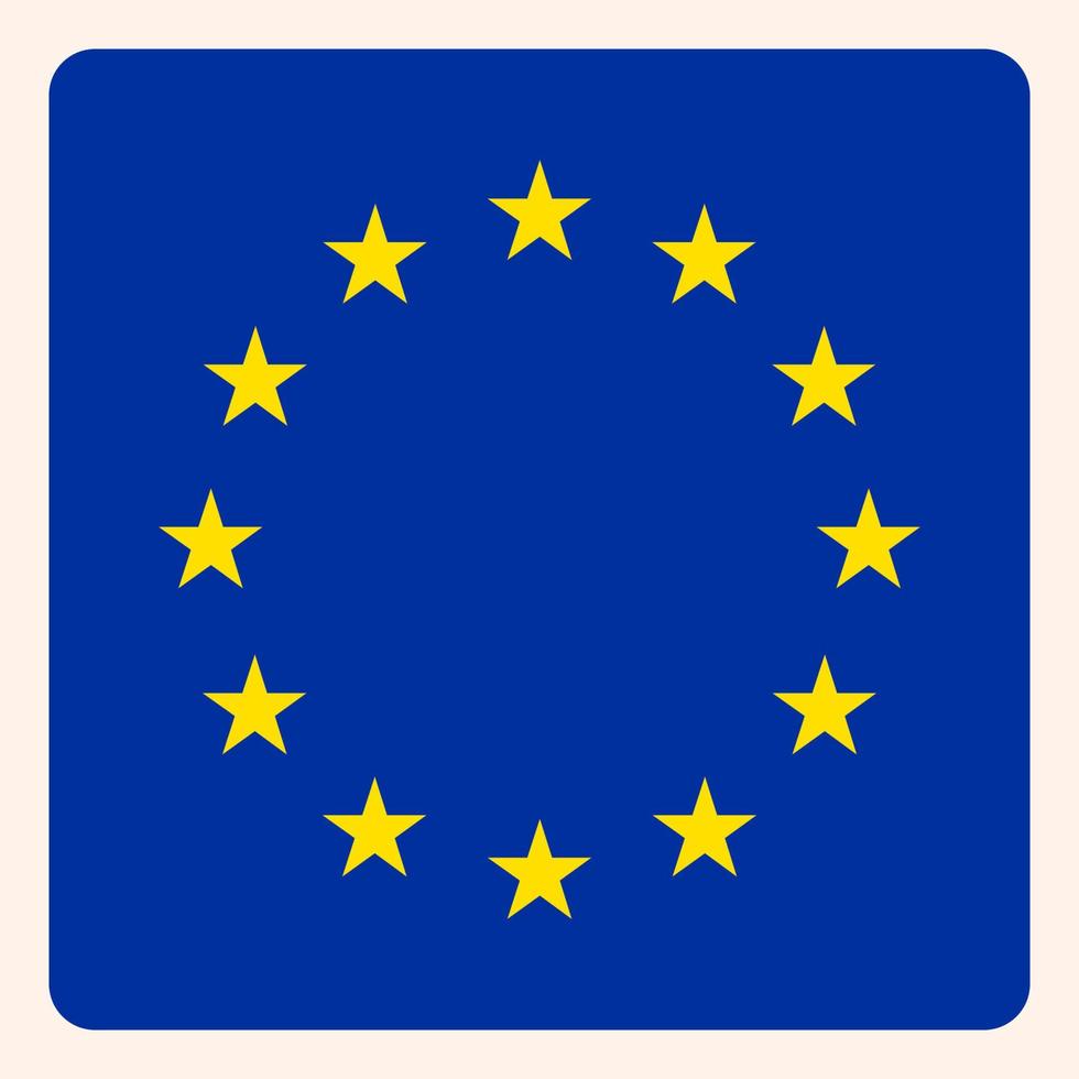 botón cuadrado de la bandera de la unión europea, signo de comunicación de las redes sociales, icono de negocios. vector