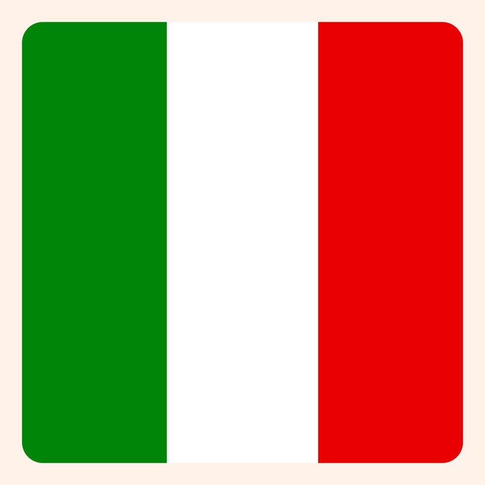 Botón de bandera cuadrada de Italia, signo de comunicación de medios sociales, icono de negocios. vector