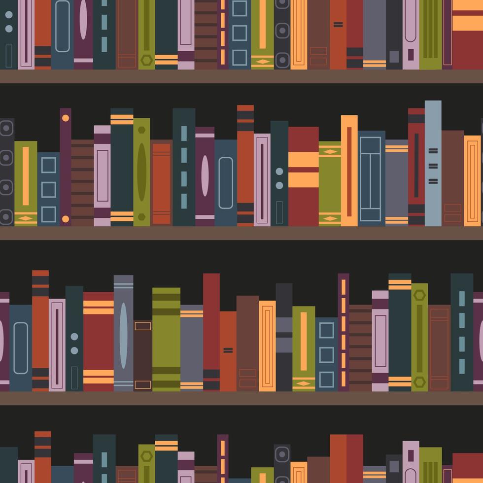 Bookshelves. Seamless pattern, vector illustration