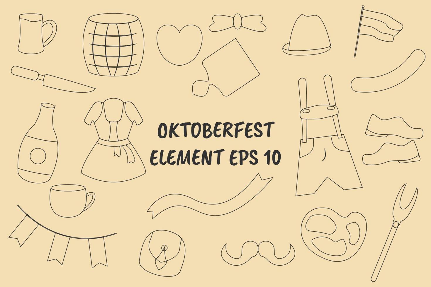 elementos de diseño de oktoberfest dibujados a mano vector