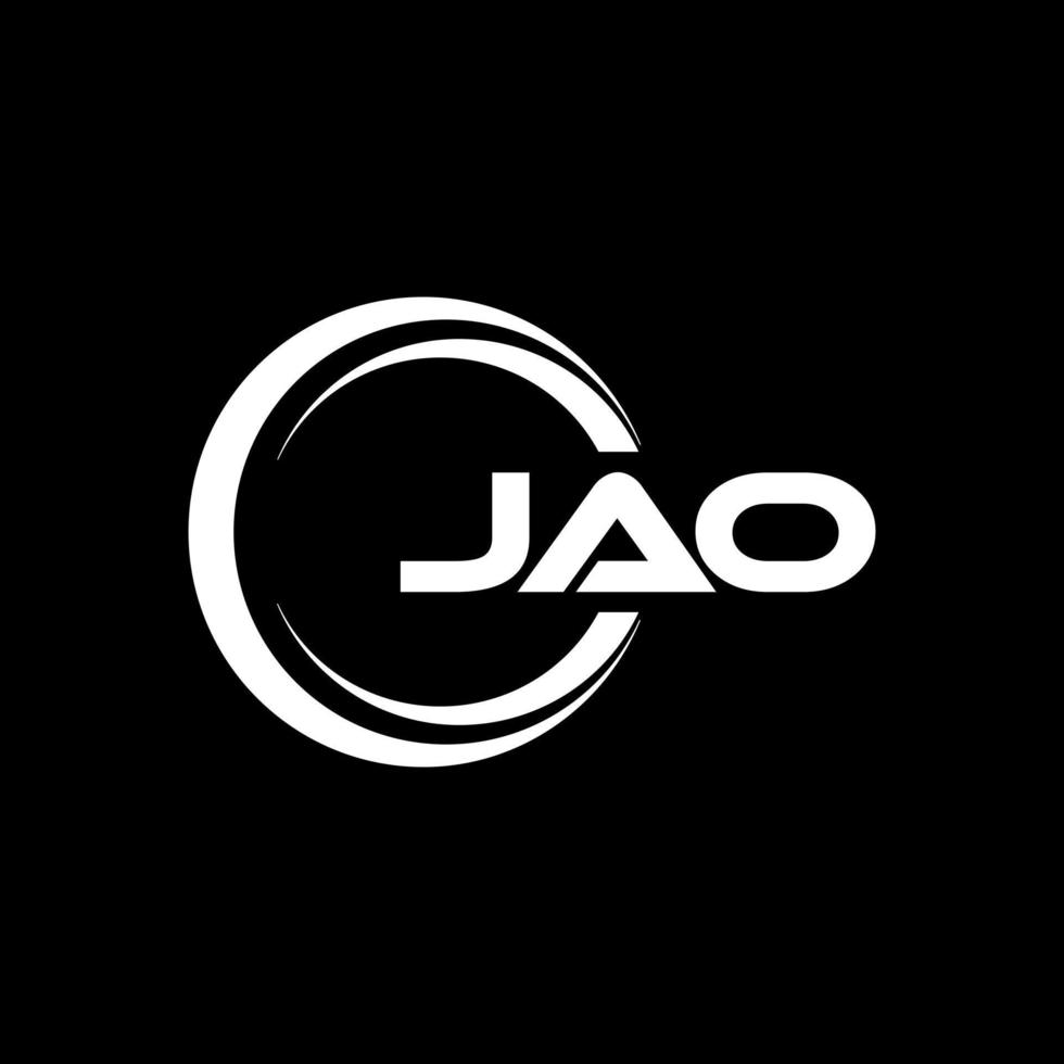 JAO letter logo design with black background in illustrator. Vector logo, calligraphy designs for logo, Poster, Invitation, etc.