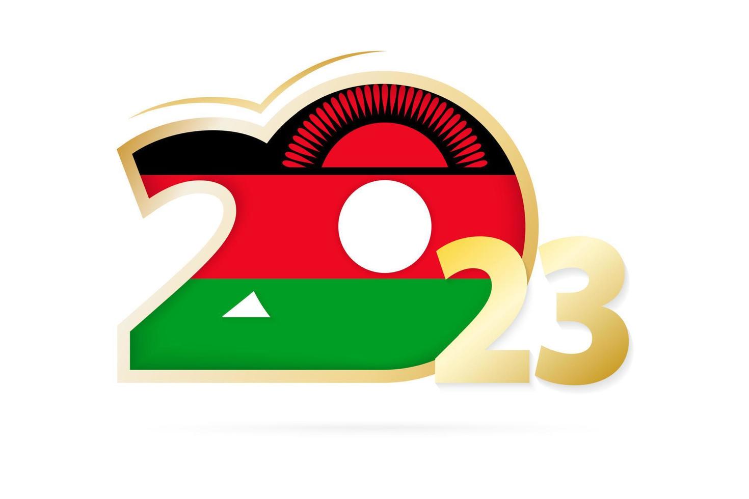 Year 2023 with Malawi Flag pattern. vector