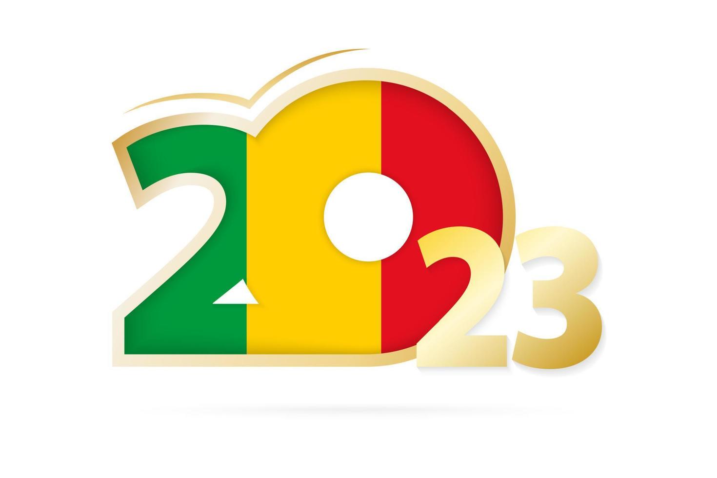 año 2023 con patrón de bandera de Malí. vector