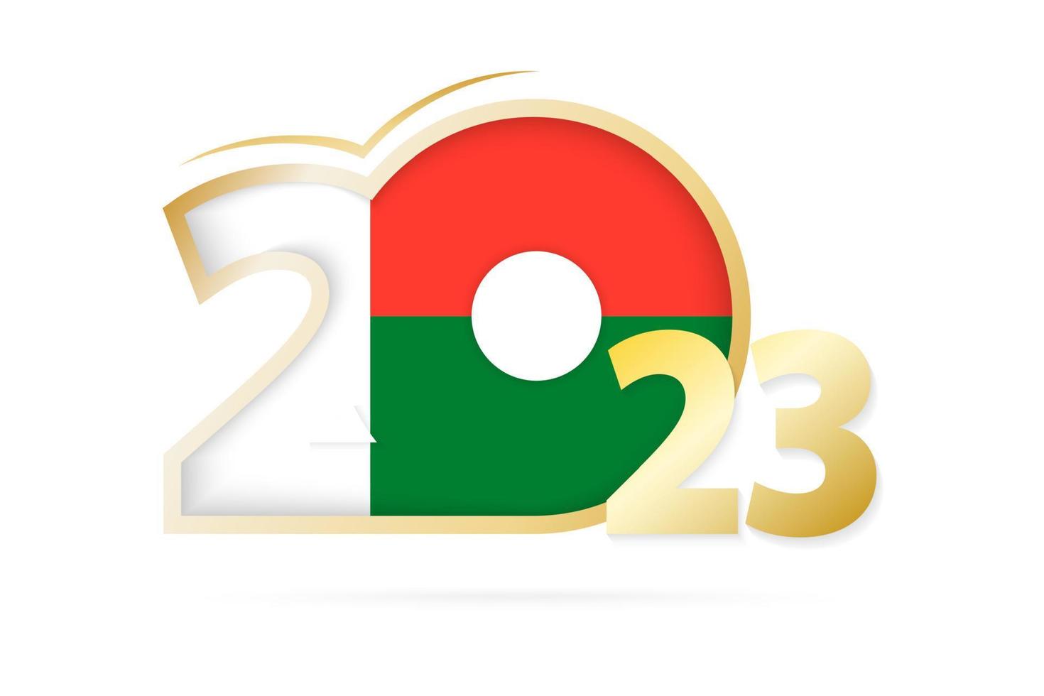 año 2023 con patrón de bandera de madagascar. vector